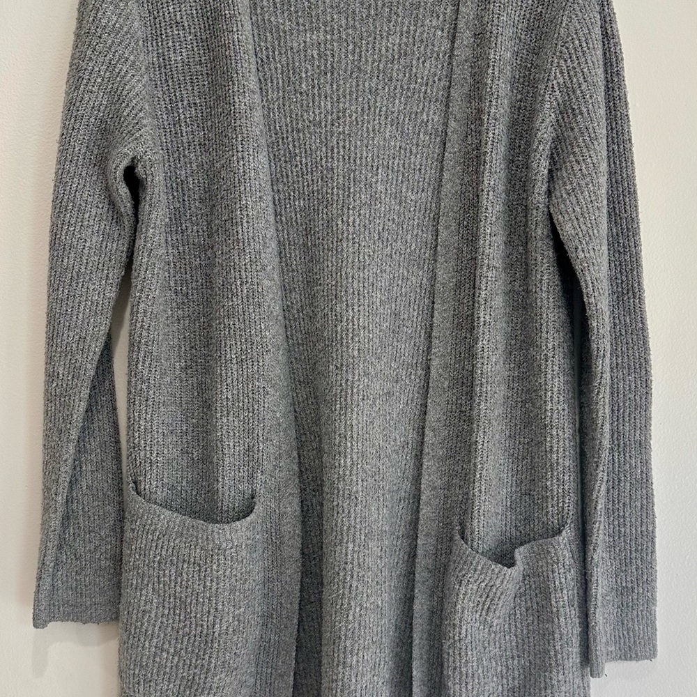 Market & Spruce Gray Ribbed Knit Cardigan